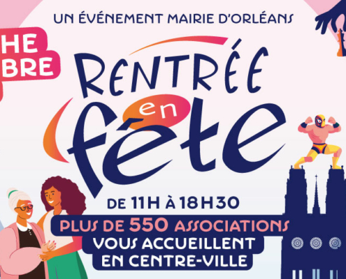 Bannière de Rentrée en fête 2026, dimanche 6 septembre 2026 de 11h à 18h30 en centre-ville d’Orléans
